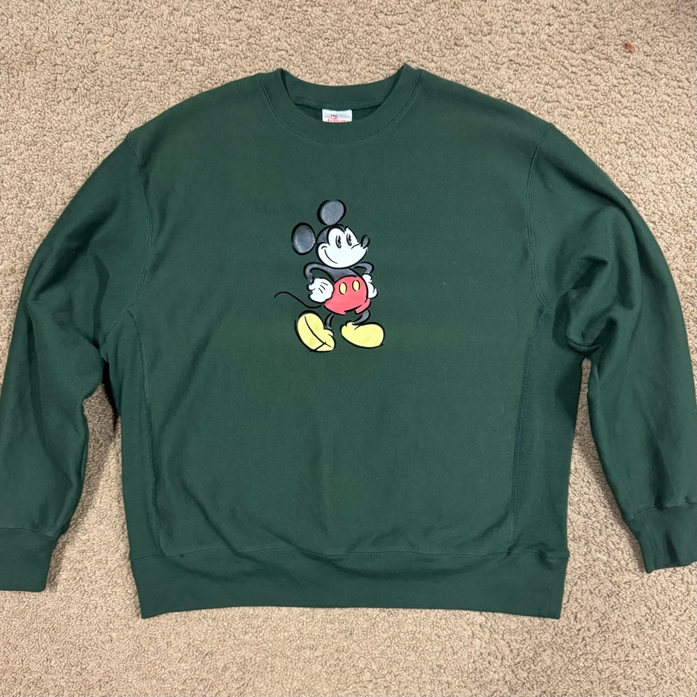 Vintage 90s Mickey Mouse Disney Crewneck Sweater Green Size XL